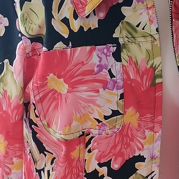 Erin London Floral Zip Front Jacket Sz PM - Picture 3 of 9
